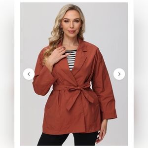 NWT Women's Belted Trench Coat in Picante rust color